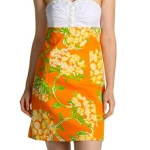 Lilly Pulitzer Gorgeous Strapless Nectar Orange Floral Dress Size 6
